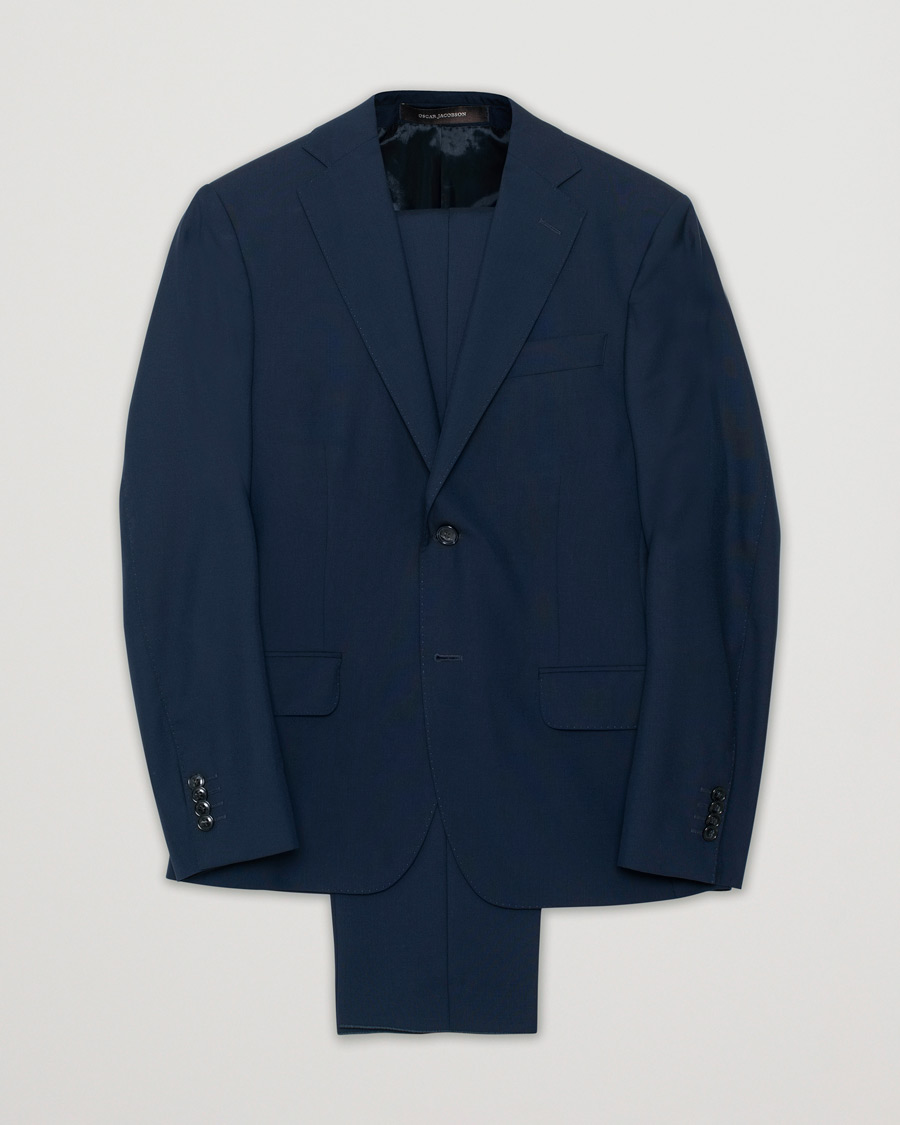 Hombres | Oscar Jacobson Edmund Wool Suit Blue | Pre-owned | Oscar Jacobson Edmund Wool Suit Blue
